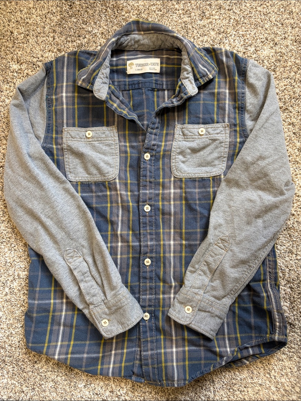 Tucker + Tate Navy and Gray Plaid Button-Down Shirt